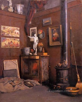 Caillebotte Lienzo - Interior de un estudio con estufa Gustave Caillebotte